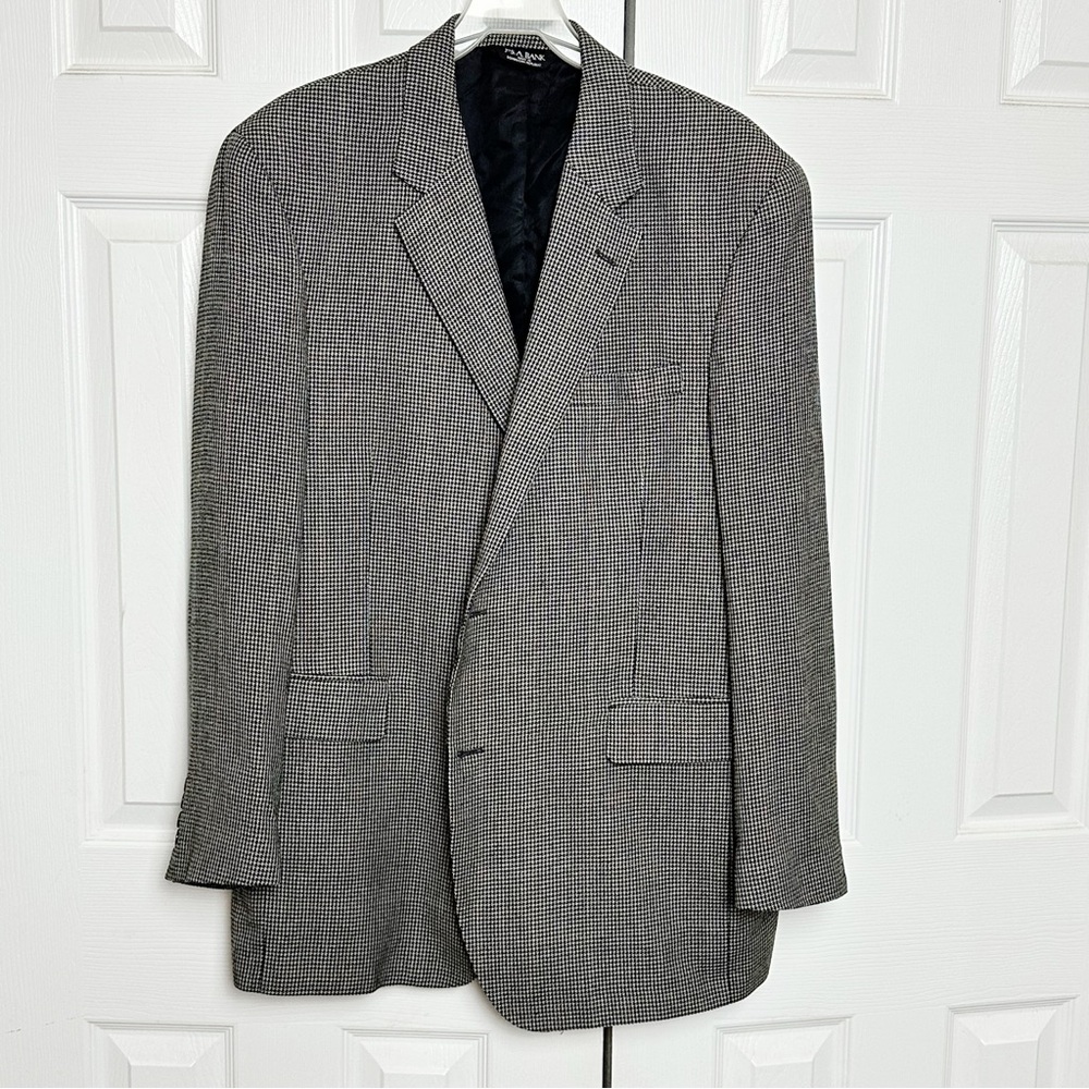 Joseph A Bank Silk Wool Houndstooth Suit Jacket Blazer Sport Coat Academia 44L - Picture 7 of 7